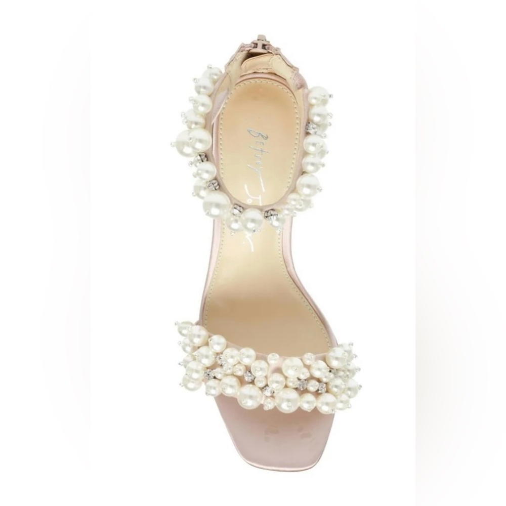 Betsey Johnson Pink Pearl Embellished Block Heel Sandals - Picture 3 of 15